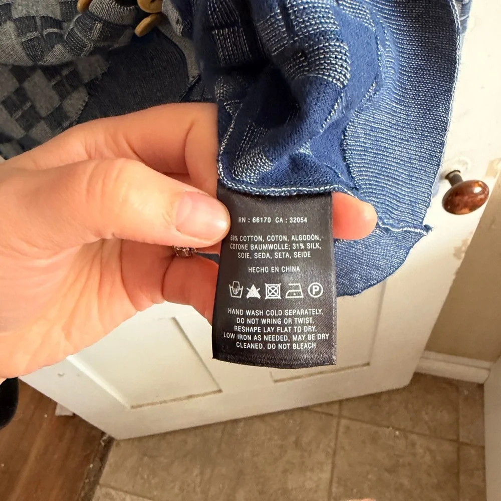 Anthropologie Blue Checkered Cardigan - Picture 4 of 6